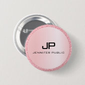 Monogrammen Roos Gold Glitter Kijk Sjabloon Ronde Button 5,7 Cm (Voorkant /achterkant)