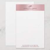 Monogrammen Roos Gold Modern Elegant Sjabloon Briefpapier (Voorkant / Achterkant)