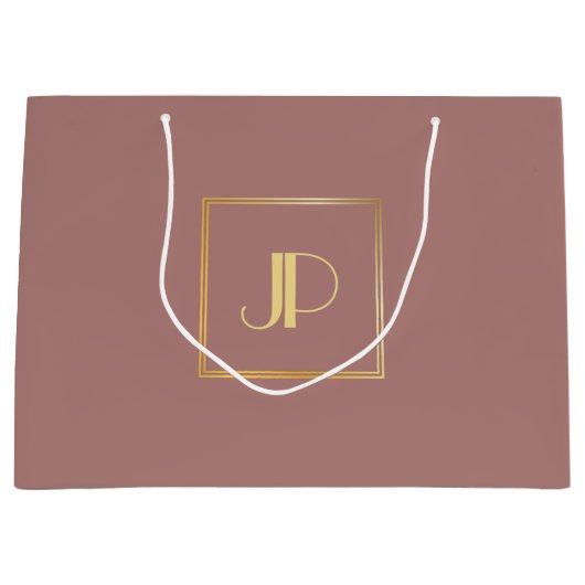 Monogrammen Roos Gold Modern Elegant Sjabloon Groot Cadeauzakje (Voorkant)