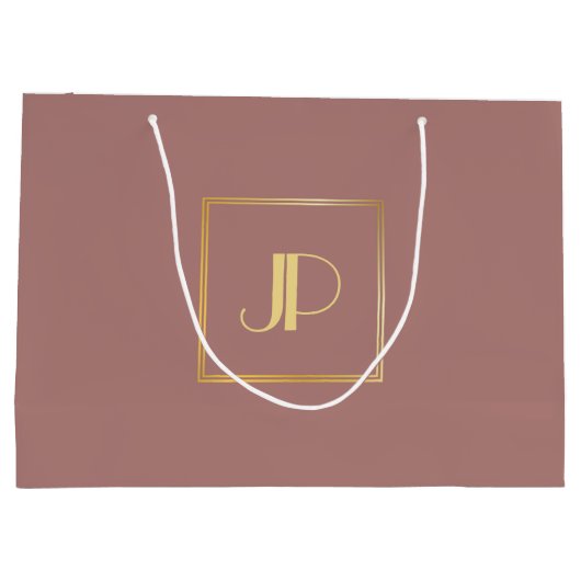 Monogrammen Roos Gold Modern Elegant Sjabloon Groot Cadeauzakje (Achterkant)