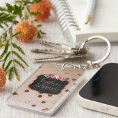 Monogrammen Roos Gold Stippen |  alkbord Sleutelhanger (Voorkant Rechts)