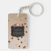 Monogrammen Roos Gold Stippen |  alkbord Sleutelhanger (achterkant)
