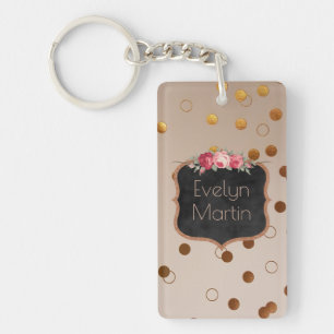 Monogrammen Roos Gold Stippen alkbord Sleutelhanger