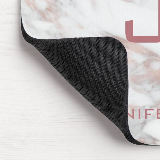 Monogrammen Roos Gold White Marble Sjabloon Muismat (Hoek)