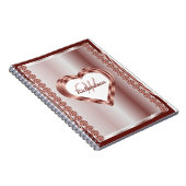 Monogrammen Roos goud en wit geometrisch hart Notitieboek (Rechterzijde)