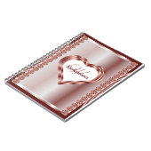 Monogrammen Roos goud en wit geometrisch hart Notitieboek (Linkerzijde)