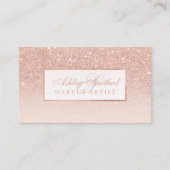 Monogrammen roos goud glitter blush ombre make-up visitekaartje (Voorkant)