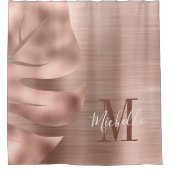 Monogrammen Roos goudpels met metalen palmleder Douchegordijn (Voorkant)