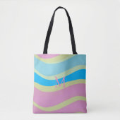 Monogrammen Roze Blauw Geel Modern Ontwerp Tote Bag (Voorkant)