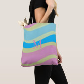 Monogrammen Roze Blauw Geel Modern Ontwerp Tote Bag (Dichtbij)