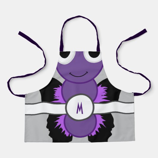 Monogrammen Roze Butterfly Apron Schort (Voorkant)