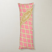 Monogrammen roze en goudrooster lichaamskussen (Achterkant (Verticaal))