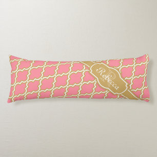 Monogrammen roze en goudrooster lichaamskussen