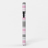 Monogrammen roze en grijze strepen patroon Case-Mate iPhone case (Achterkant/rechts)