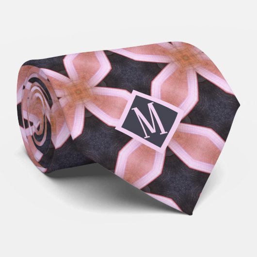 Monogrammen roze en grijze unieke Mannen voor patr Stropdas (Opgerold)