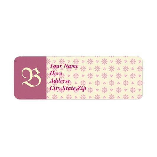 Monogrammen Roze Eyelet Adres Etiket (Voorkant)