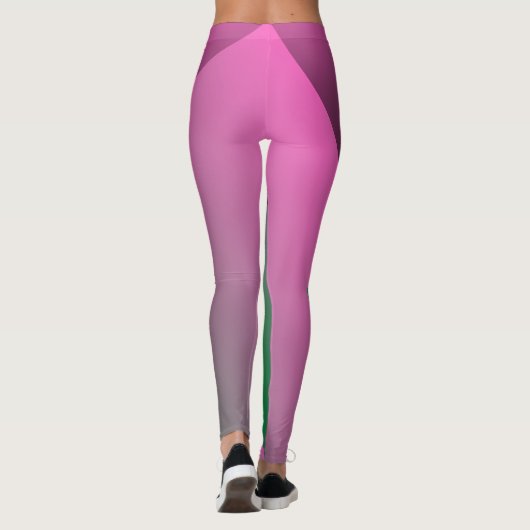 Monogrammen roze groene gradiënt werkout leggings (Achterkant)