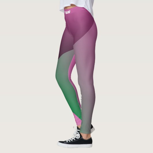 Monogrammen roze groene gradiënt werkout leggings (Links)