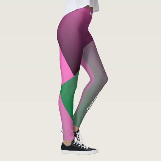 Monogrammen roze groene gradiënt werkout leggings (Rechts)