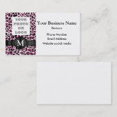 Monogrammen roze luipspatroon en logo visitekaartje (Voorkant / Achterkant)