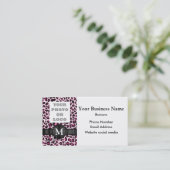 Monogrammen roze luipspatroon en logo visitekaartje (Staand voorkant)