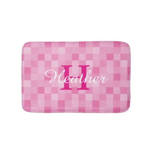 Monogrammen roze mozaïektegelpatroon badmat (Voorkant)