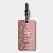 Monogrammen Roze Rose Gold Bagagelabel voor haar (Voorkant verticaal)