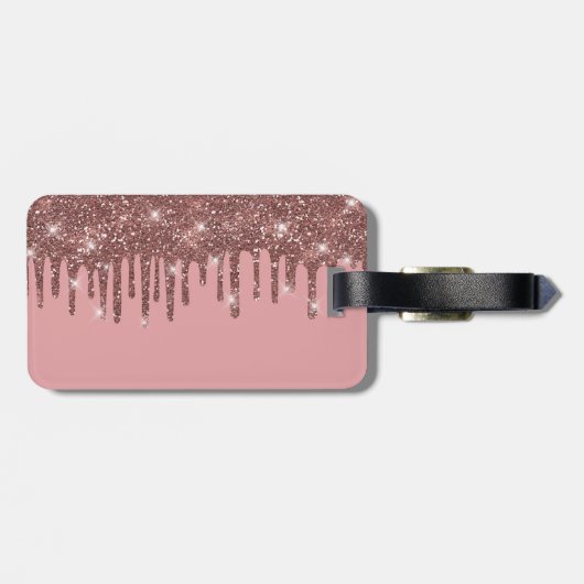 Monogrammen Roze Rose Gold Bagagelabel voor haar (Achterkant horizontaal)