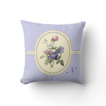 Monogrammen roze rozen en paarse bloemen