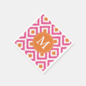 Monogrammen roze Tangerine Ikat Pattern Servet (Hoek)