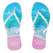 Monogrammen roze tropische zandbak teenslippers (Voetbed)