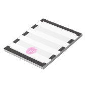 Monogrammen roze Waterverf Apple + Stripes Notitieblok (Linkerzijde)