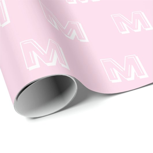 Monogrammen roze wit aangepast aantalpatroon cadeaupapier (Rol Hoek)