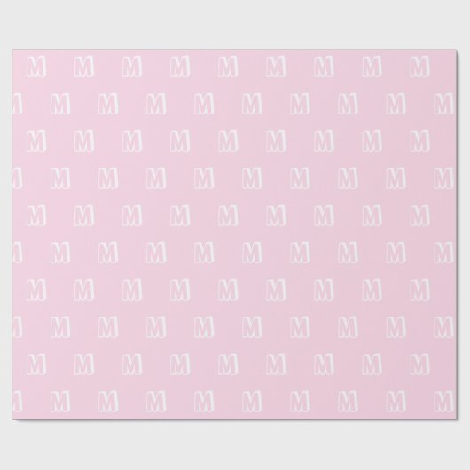 Monogrammen roze wit aangepast patroon modern cadeaupapier (Vlak)