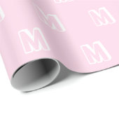 Monogrammen roze wit aangepast patroon modern cadeaupapier (Rol Hoek)