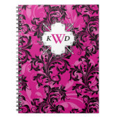 Monogrammen roze zwarte witte Notitieboek (Voorkant)