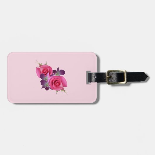 Monogrammen Rozen Bagagelabel (Voorkant horizontaal)