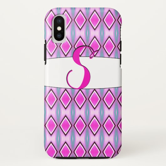 Monogrammen S-telefoontas in roze en zwart Case-Mate iPhone Case (Achterkant)