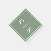 Monogrammen Sage Green Eenvoudige Minimalistische Servet (Hoek)