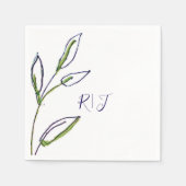 Monogrammen Sage Green Leaves Navy Blue Art Weddin Servet (Voorkant)
