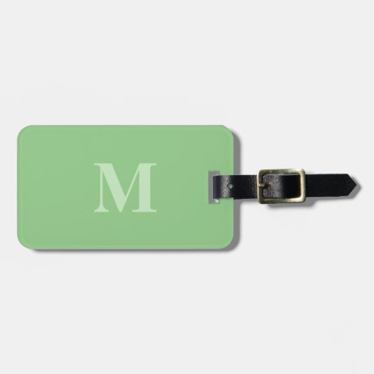 Monogrammen Sage Groen Zwart Feestgunst Cadeau Bagagelabel (Voorkant horizontaal)