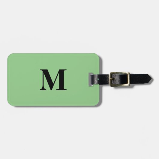 Monogrammen Sage Groen Zwart Gift Party Favor Bagagelabel (Voorkant horizontaal)