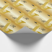 Monogrammen Saxophone Gold gekleurd Cadeaupapier (Hoek)