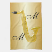 Monogrammen Saxophone Gold gekleurd Theedoek (Verticaal)