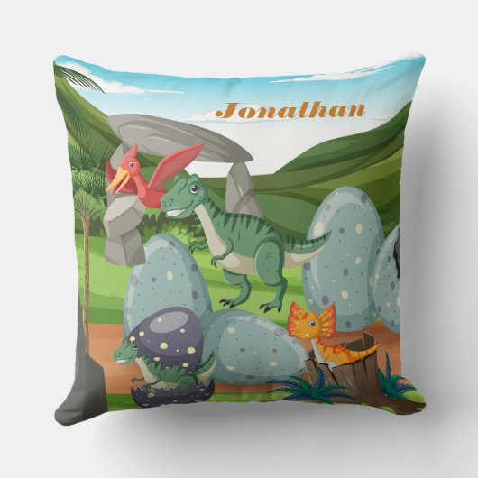 Monogrammen schattige Dinosauriërs op de waterverf Kussen (Achterkant)