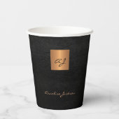 Monogrammen scriptnaam goud zwart papieren bekers (Achterkant)