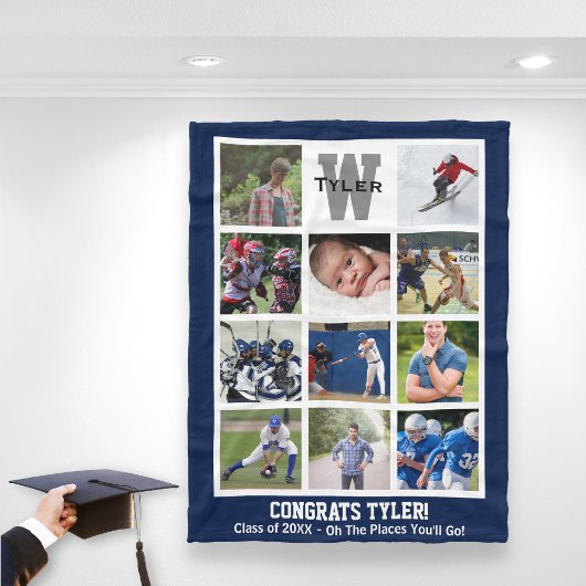 Monogrammen Senior Afstuderen Multi Photo Collage Fleece Deken