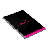 Monogrammen Simple Modern Hot Pink Black Notitieboek (Rechterzijde)