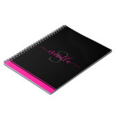 Monogrammen Simple Modern Hot Pink Black Notitieboek (Linkerzijde)