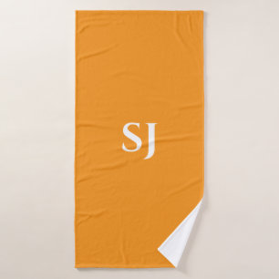 Monogrammen Sinaasappel Geel Wit Naam Stijlvol Dec Bad Handdoek